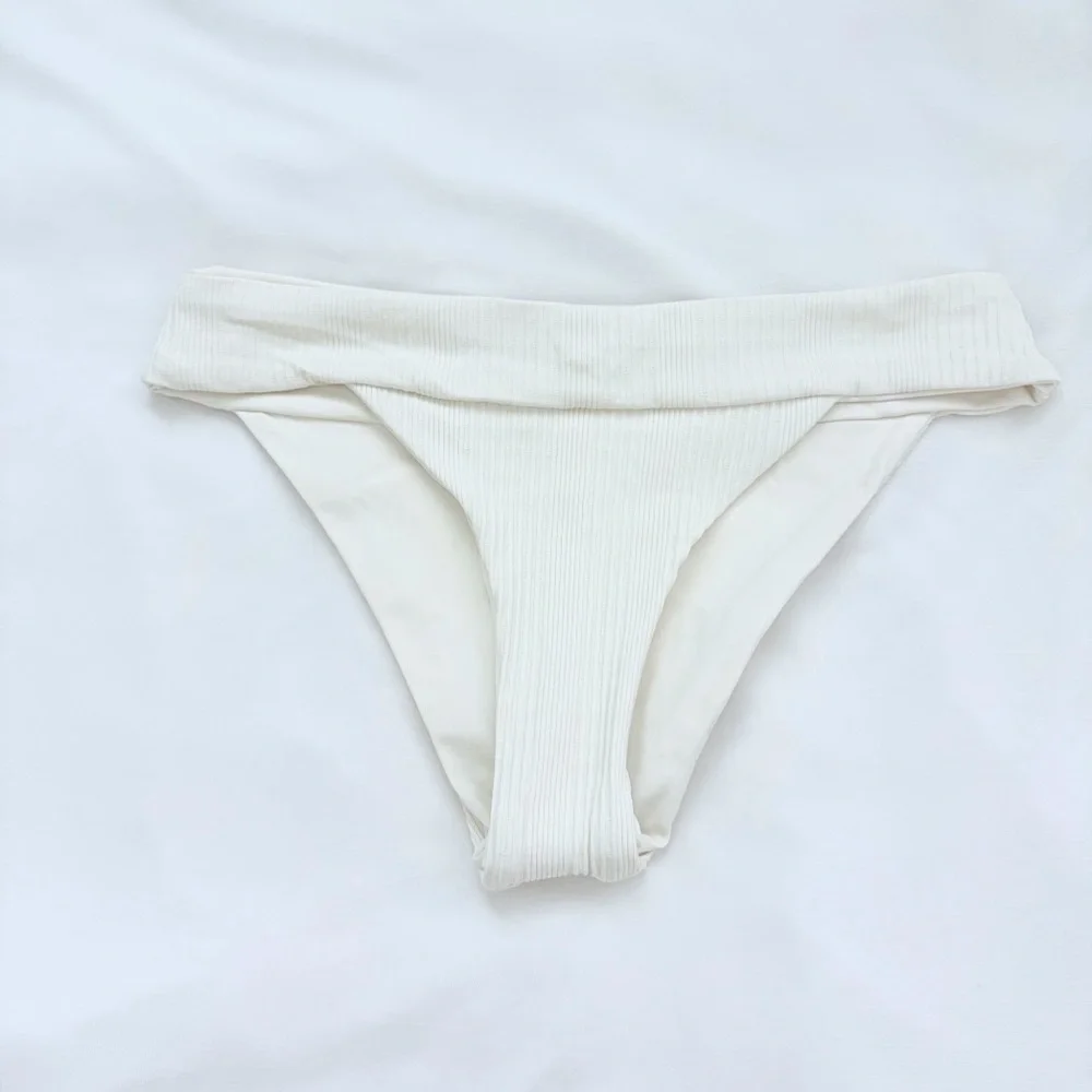NWOT L*Space white ribbed Veronica bikini bottoms S